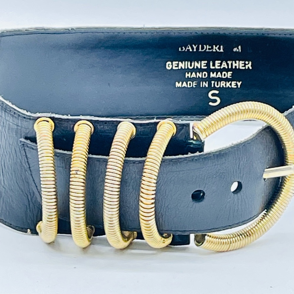 Black Leather Belt Hand Made in Turkey 2.75” Wide Heavy Metal Multi D-Rings Belt